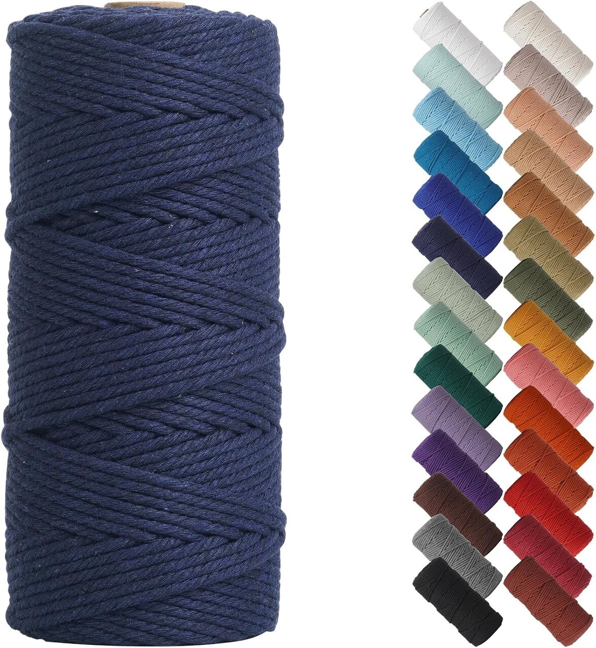 3mm x 109 Yards Natural Macrame Cord, Beige Cotton Rope for Wall Hangings, Plant Hangers, DIY Crafts & Knitting
